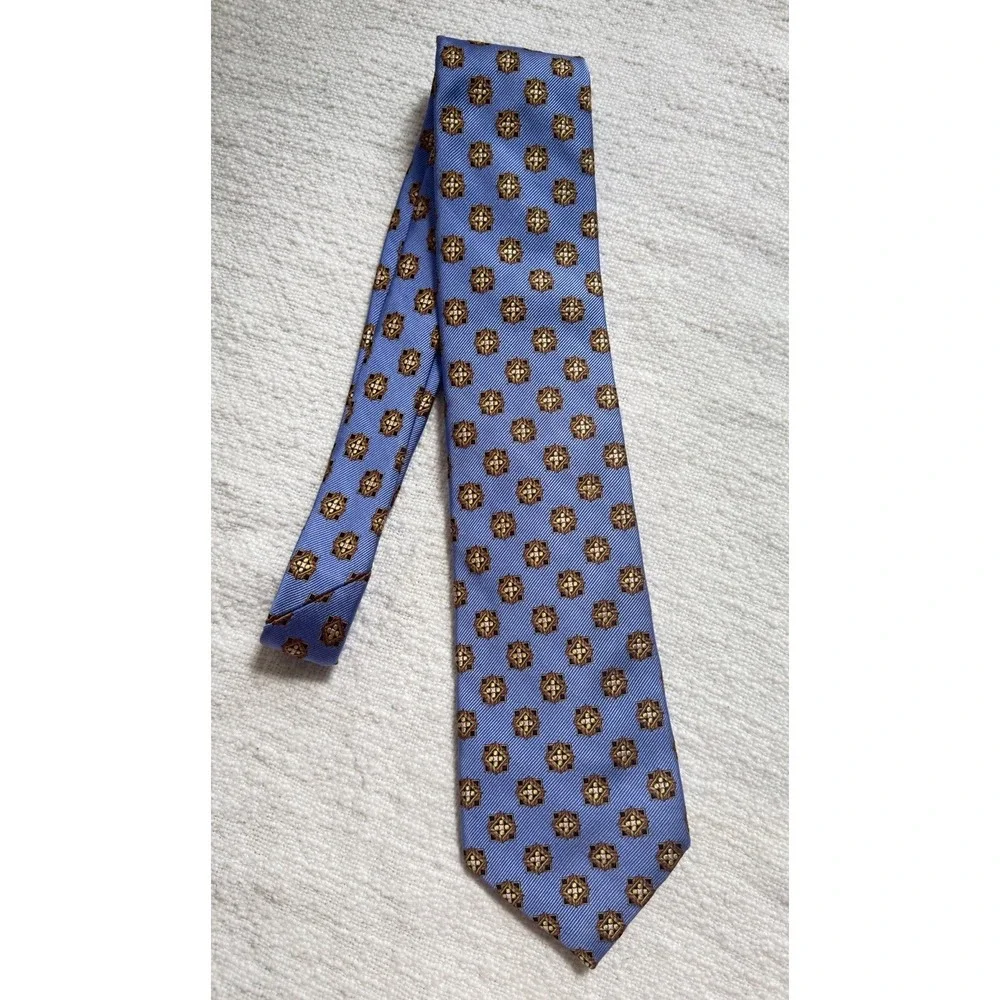 Robert‎ Talbott Blue Yellow Geometric Medallion Neck Tie Business Formal 59.5